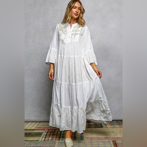 POL Dresses & Skirts - POL White Embroidered Maxi Dress